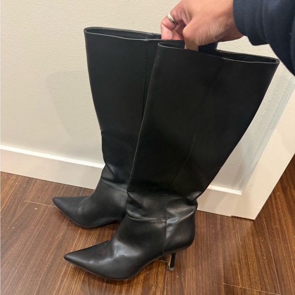 H&M Shoes - Black Leather Knee High Heeled Boots